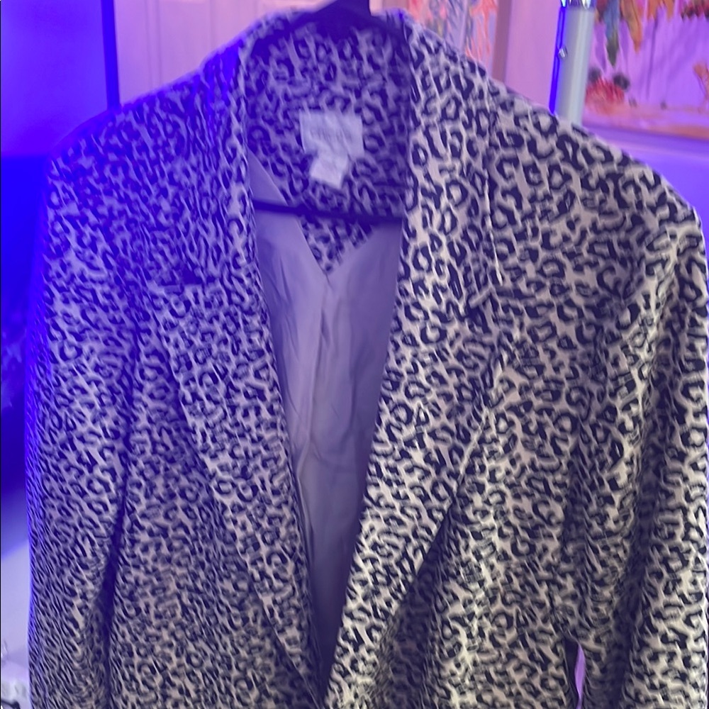 Chico's Leopard Print Blazer in Black and Cream
